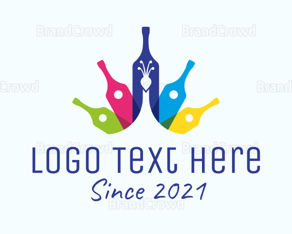 Colorful Wine Peacock Logo