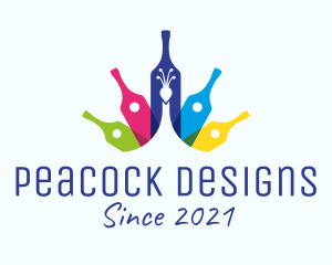 Colorful Wine Peacock logo design