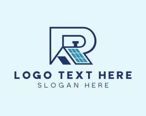 Roofing - Solar Roof Letter R logo design