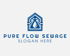 Sewage - Wrench Pipe House Repair logo design