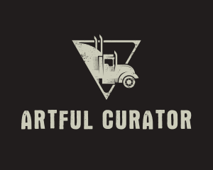 Retro Trailer Truck Triangle logo design