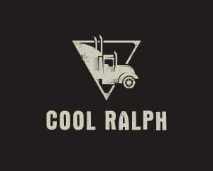 Retro Trailer Truck Triangle logo design