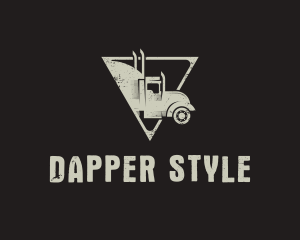 Retro Trailer Truck Triangle logo design