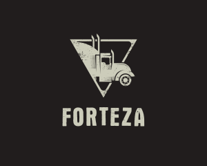 Retro Trailer Truck Triangle logo design