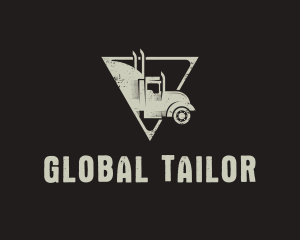 Retro Trailer Truck Triangle logo design