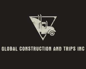 Retro Trailer Truck Triangle logo design