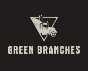 Retro Trailer Truck Triangle logo design