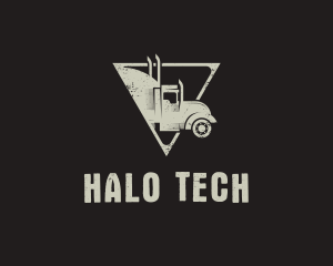 Retro Trailer Truck Triangle logo design