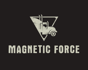 Retro Trailer Truck Triangle logo design