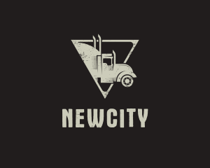 Retro Trailer Truck Triangle logo design