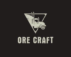 Retro Trailer Truck Triangle logo design