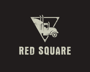 Retro Trailer Truck Triangle logo design