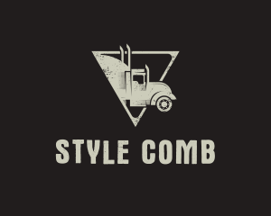 Retro Trailer Truck Triangle logo design