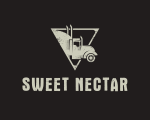 Retro Trailer Truck Triangle logo design