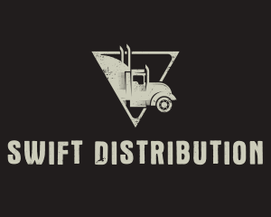 Distribution - Retro Trailer Truck Triangle logo design