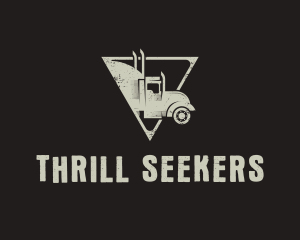 Retro Trailer Truck Triangle logo design