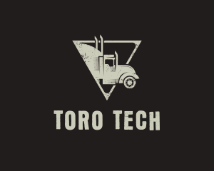 Retro Trailer Truck Triangle logo design