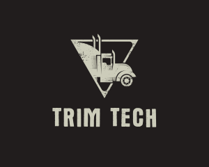 Retro Trailer Truck Triangle logo design