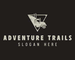 Retro Trailer Truck Triangle logo design