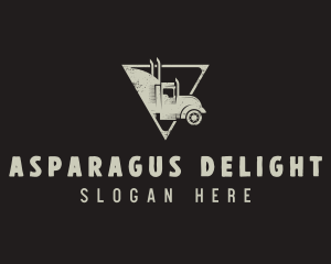 Retro Trailer Truck Triangle logo design