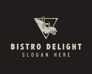 Retro Trailer Truck Triangle logo design