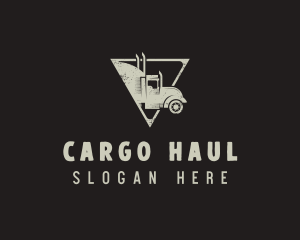 Retro Trailer Truck Triangle logo design