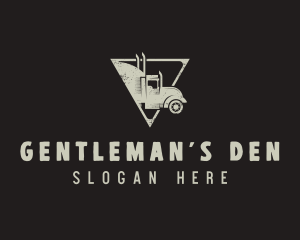 Retro Trailer Truck Triangle logo design