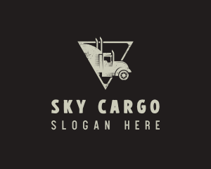 Retro Trailer Truck Triangle logo design