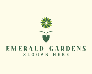 Flower Plant Shovel logo design