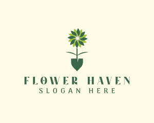 Flower Plant Shovel logo design