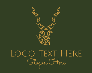 Gold - Gold Geometric Antelope logo design