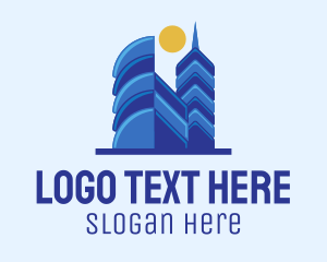 Leasing - Blue Urban Skyscrapers logo design