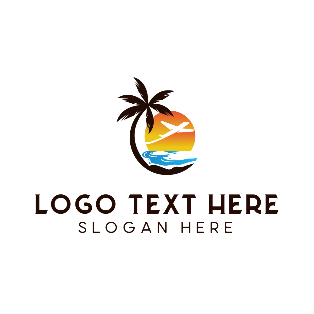 Airplane Palm Tree Beach Logo | BrandCrowd Logo Maker