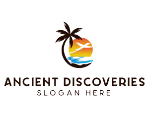 Airplane Palm Tree Beach logo design