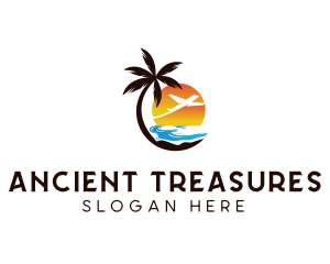 Airplane Palm Tree Beach logo design