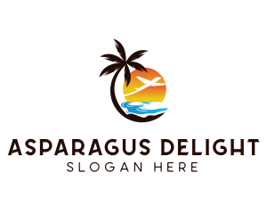 Airplane Palm Tree Beach logo design