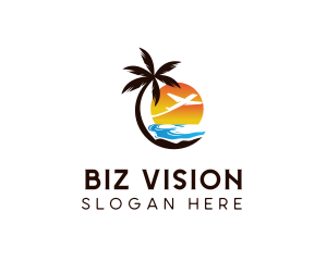 Airplane Palm Tree Beach logo design