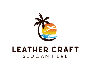 Airplane Palm Tree Beach logo design