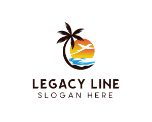 Airplane Palm Tree Beach logo design