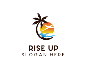 Airplane Palm Tree Beach logo design