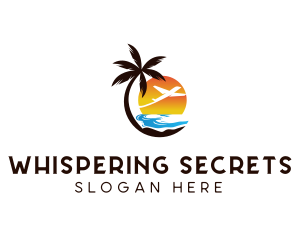 Airplane Palm Tree Beach logo design