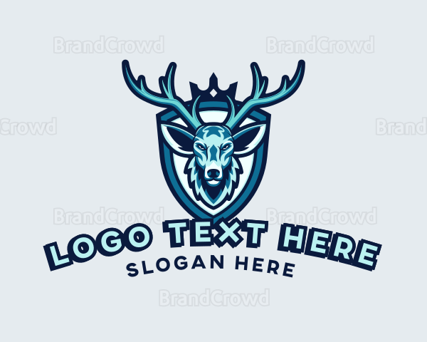 Deer Crown Shield Gaming Logo