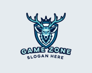 Deer Crown Shield Gaming logo design