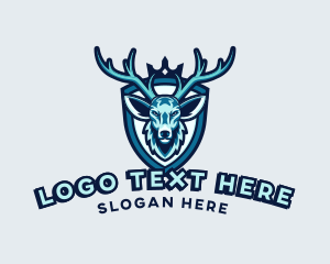 Horns - Deer Crown Shield Gaming logo design