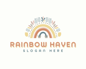 Boho Rainbow Childcare logo design