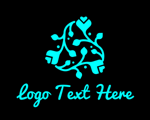 Massage - Neon Flower Heart logo design