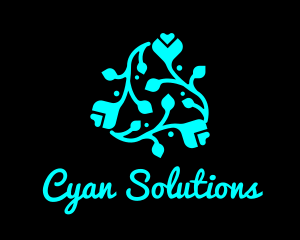 Cyan - Neon Flower Heart logo design