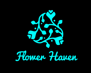 Neon Flower Heart logo design