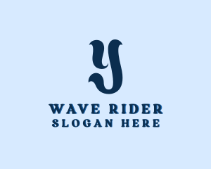 Surfer - Ocean Wave Resort Letter Y logo design