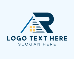 Roof - Blue House Letter R logo design